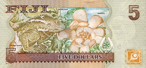 Купюра номиналом 5 фиджийских долларов, обратная сторона
